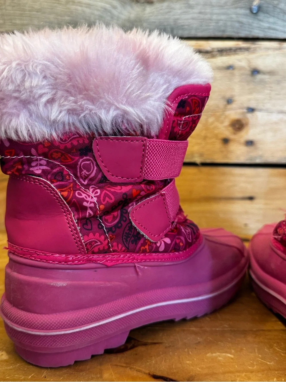 Thermolite Girls Pink Faux Fur Winter Snow Boots - Kids Size 9/10